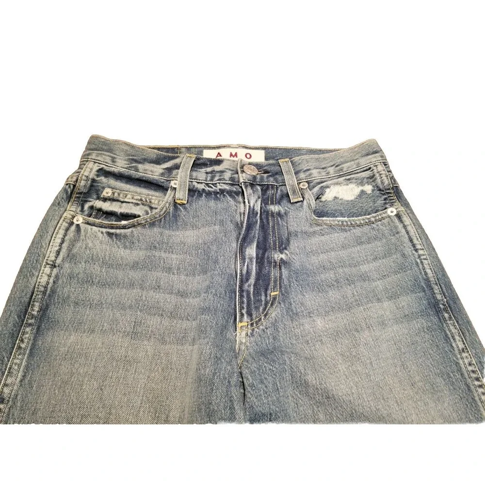 AMO Sophie Crop Jeans Women 25 Runaway Destroy Fray Hem Anthropologie (28x26.5)